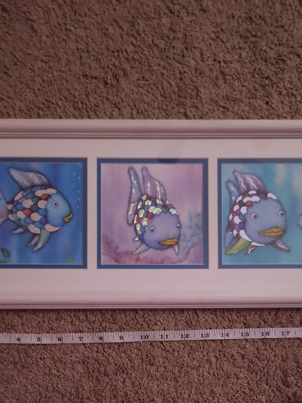 Marcus Pfister Rainbow Fish Framed Wall Art 3-Panel Print Nursery Y2K Vintage